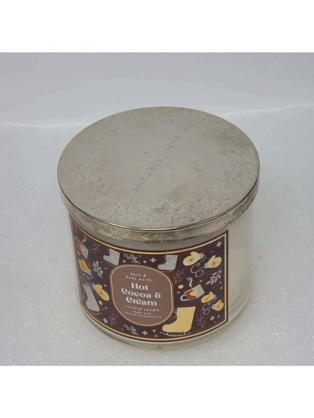 Bath & Body Works Hot Cocoa & Cream 3-Wick 14.5 oz Candle Large Glass Jar